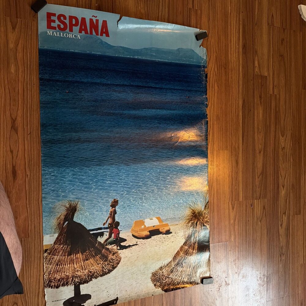 Vintage España Travel Poster – «Mallorca, playa de Formentor